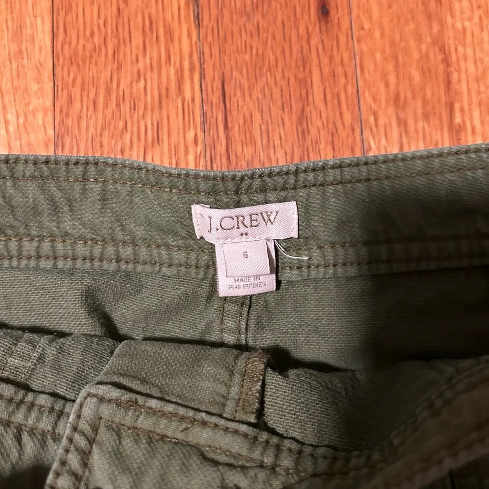 J. Crew Skirt Women 6 Green A line Front Slit Twill Cotton Casual Classic Preppy - Picture 2 of 6